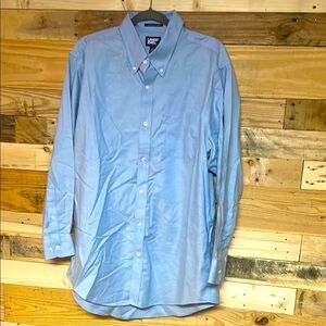 Lands' End Size 17-33 Blue Long Sleeve Traditional Fit Button Down Shirt